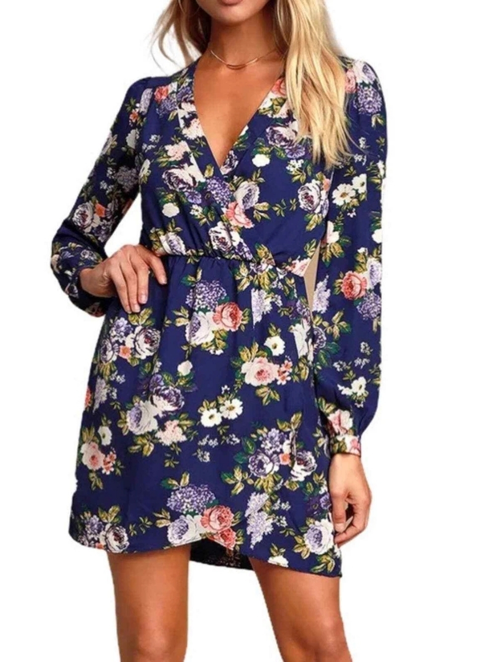 Lulu's Navy Floral Dress